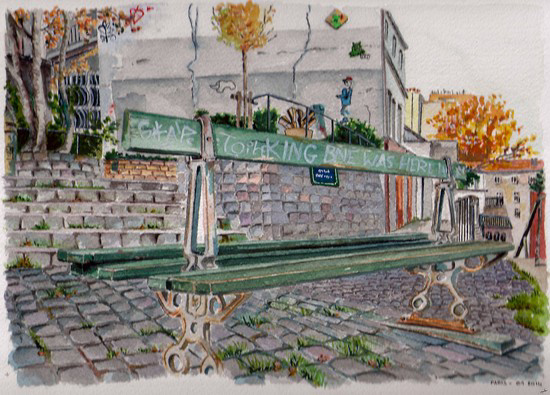 aquarelle rue montmartre